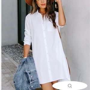 NWT Vici Collection RISKY BUSINESS POCKETED BUTTON DOWN SHIRT DRESS - WHITE